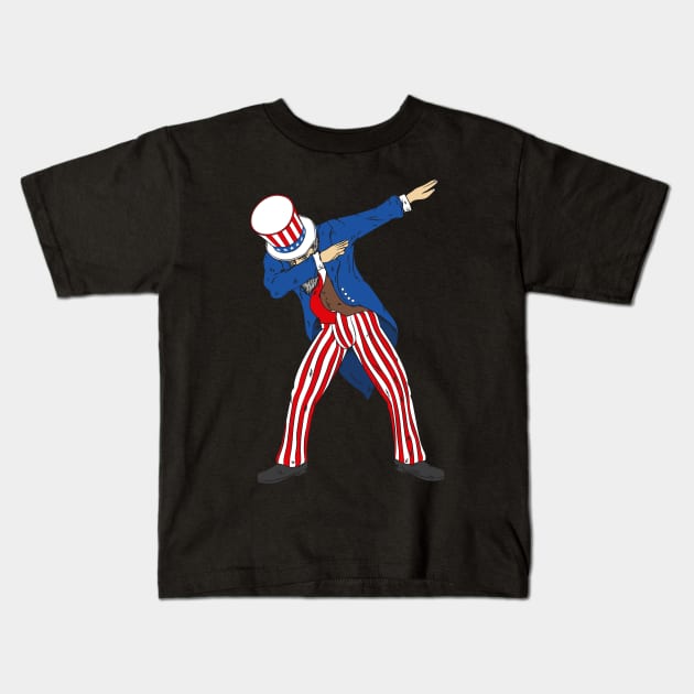 Dabbing uncle sam 4th of july design Kids T-Shirt by LIFUA